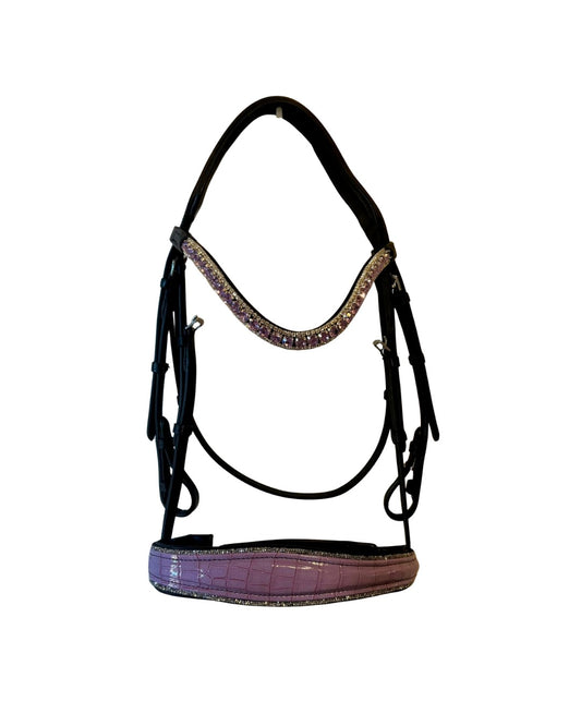Bling Pink & Black Leather Bridle with Reins | Wholesale