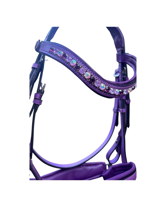 Purple Anatomical Bridle with Crystal Chain – Padded Comfort | B2B Wholesale