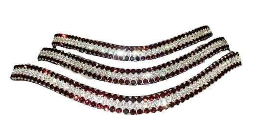 Silver and Red Crystal Browband – Rounded Centerpiece