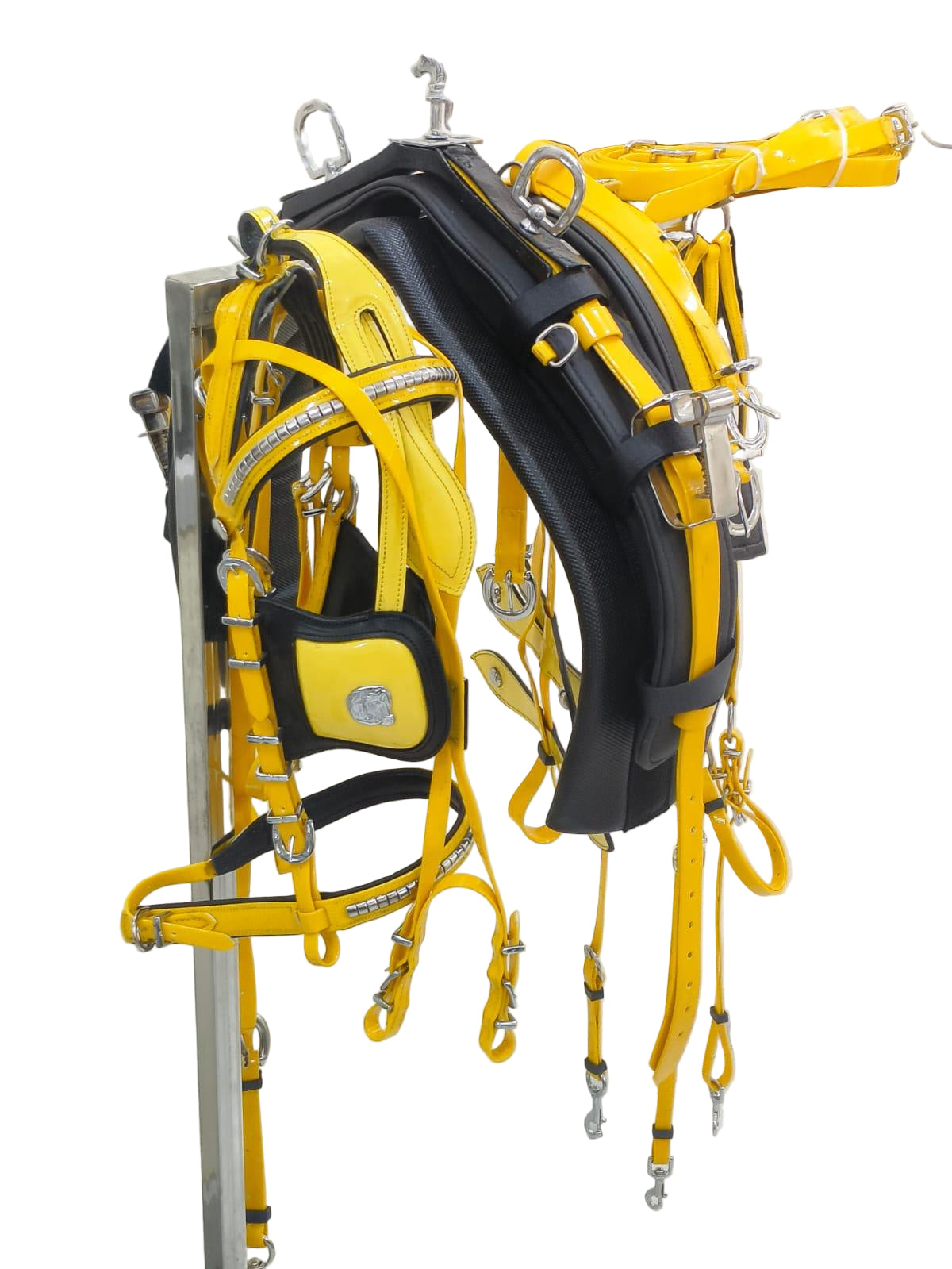 Quick Hitch Leather Harness – Black/Yellow | Wholesale