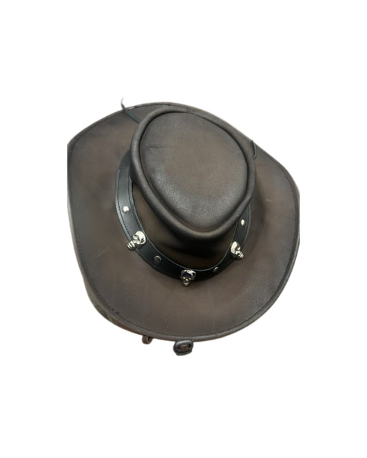 Frontier Spirit – Skull Concho Leather Cowboy Hat