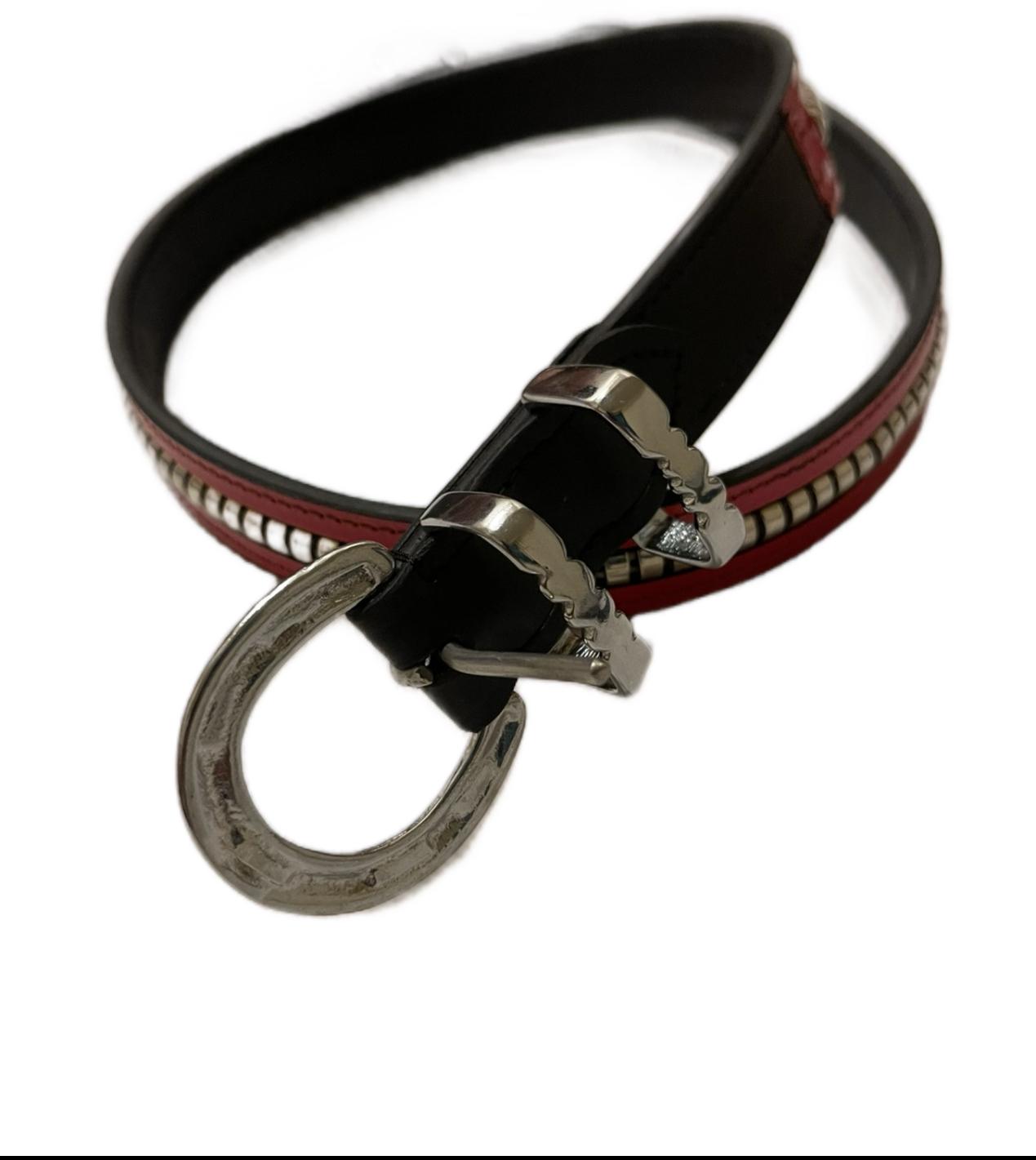 Red Genuine Leather Clincher Belt – Classic Equestrian Style