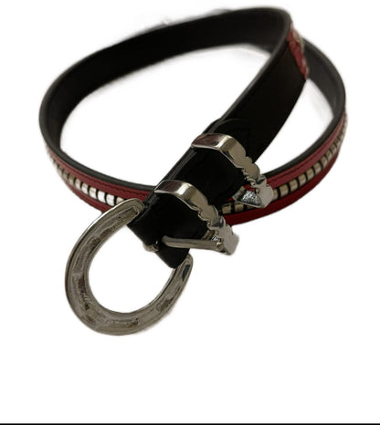 Red Genuine Leather Clincher Belt – Classic Equestrian Style