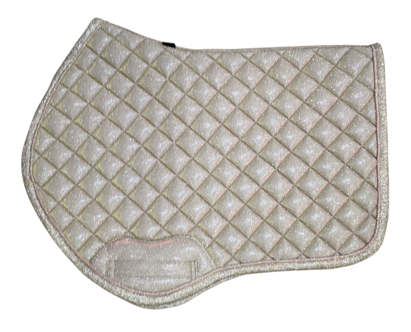 CREAM GLITTER DIAMOND QUILTED SADDLE PAD