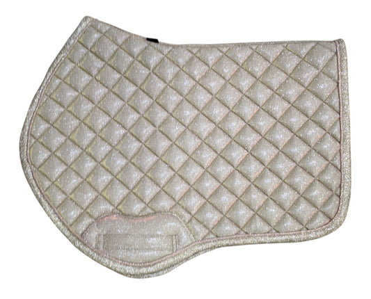 CREAM GLITTER DIAMOND QUILTED SADDLE PAD
