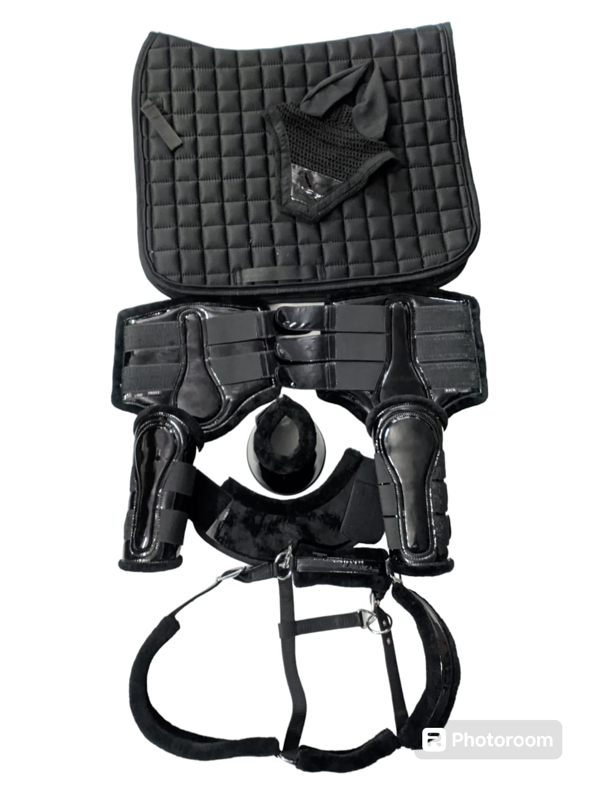 BLACK MATCHING SADDLE PAD, BOOT & TACK SET