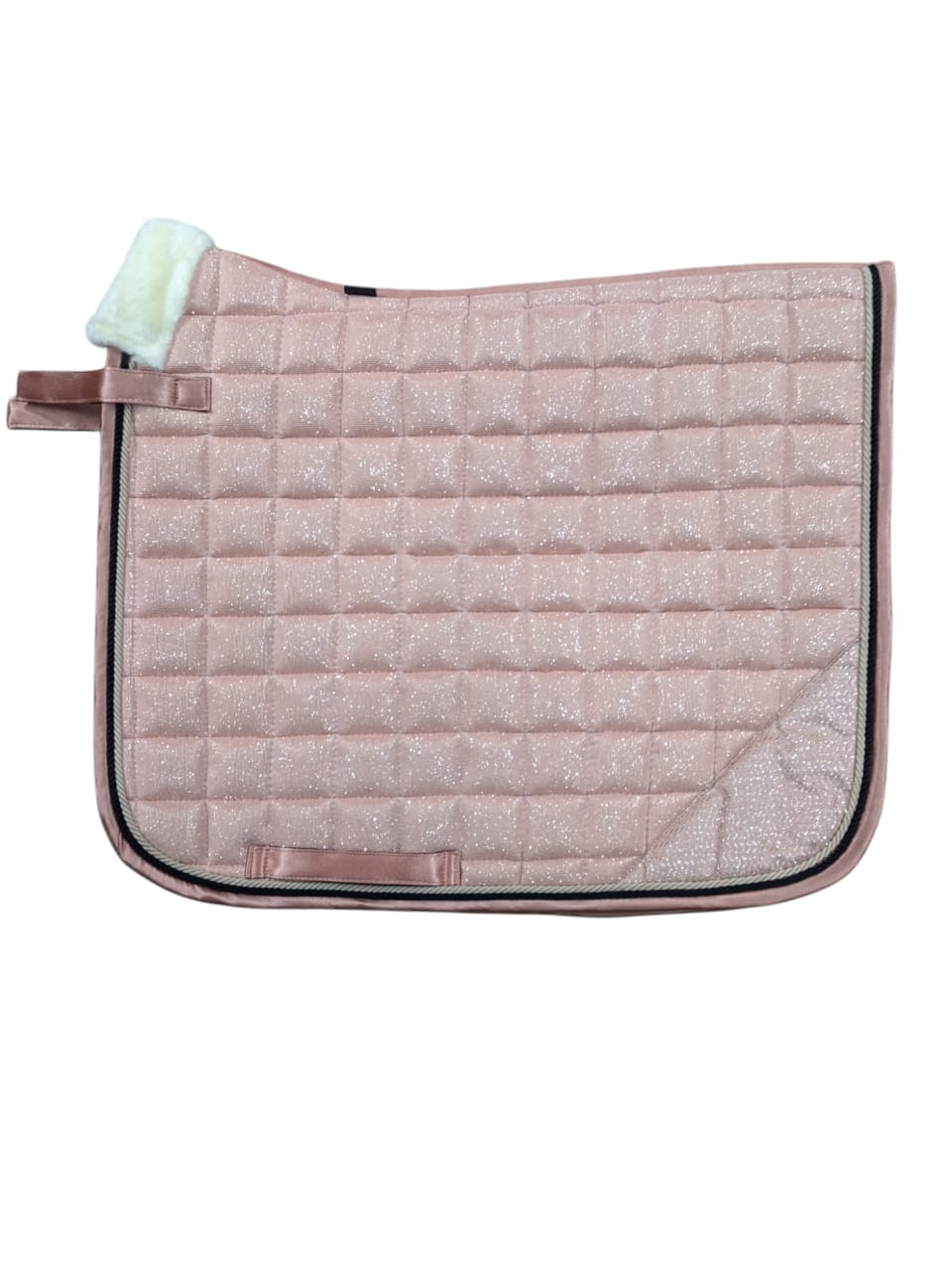 ROSE GOLD SHIMMER DRESSAGE SADDLE PAD WITH FLEECE WITHER
