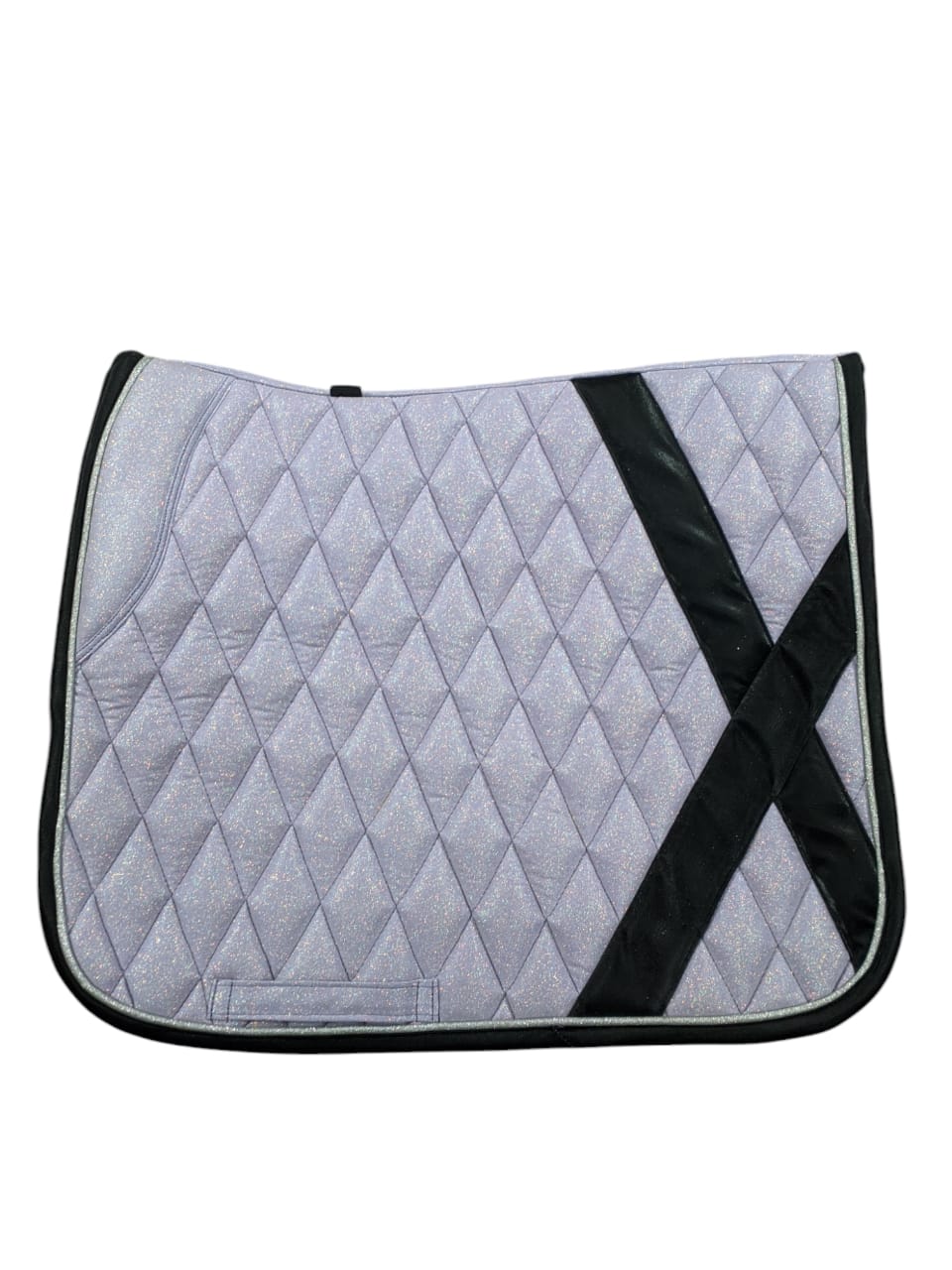 LILAC SHIMMER DRESSAGE SADDLE PAD WITH BLACK X-ACCENT