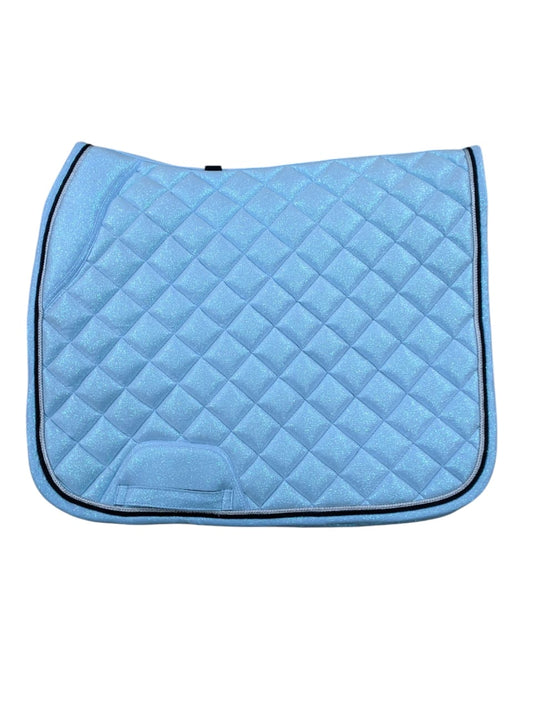 SKY BLUE SHIMMER DRESSAGE SADDLE PAD WITH DIAMOND QUILT