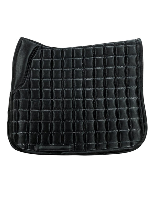 BLACK DRESSAGE SADDLE PAD WITH MODERN BOX QUILT