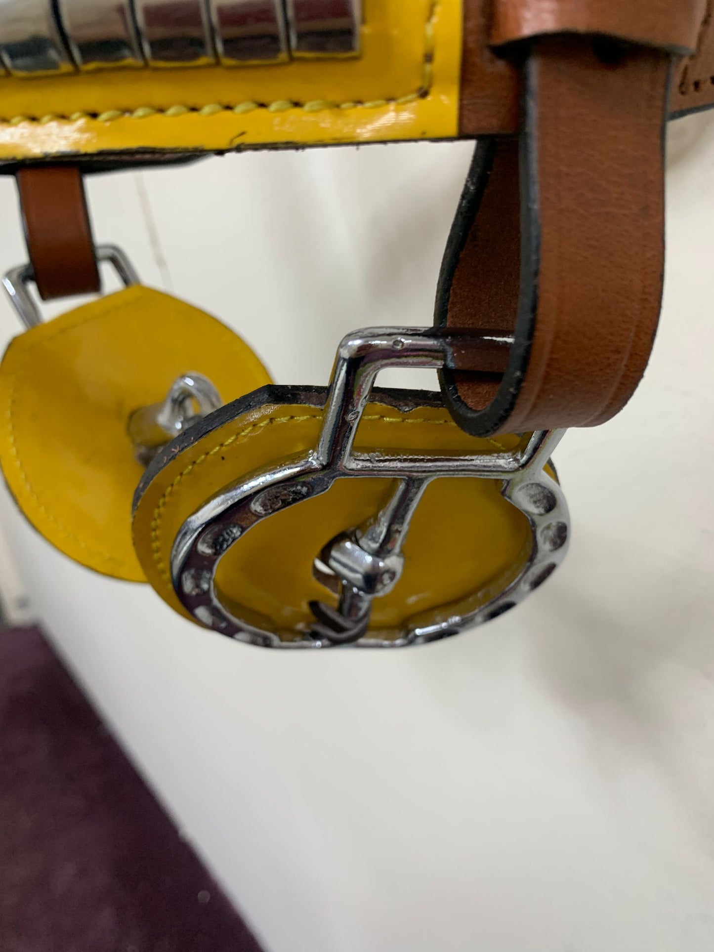 Tan & Yellow – Heavy Stallion Bridle (Show Bridle) with Brass Clinchers & Lead