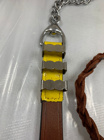 Tan & Yellow – Heavy Stallion Bridle (Show Bridle) with Brass Clinchers & Lead
