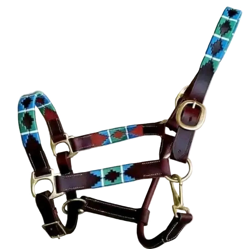 Oasis Gold Leather Headcollar – Hand-Stitched Polo Style with Luxury Hardware