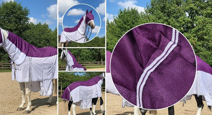 Premium Horse Fly Rug Combo with Fixed Neck & Fly Mask – Anti-Rub Mesh Summer Sheet
