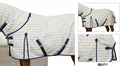 Check Pattern Horse Fly Rug Combo with Fixed Neck & Fly Mask
