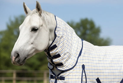 Check Pattern Horse Fly Rug Combo with Fixed Neck & Fly Mask