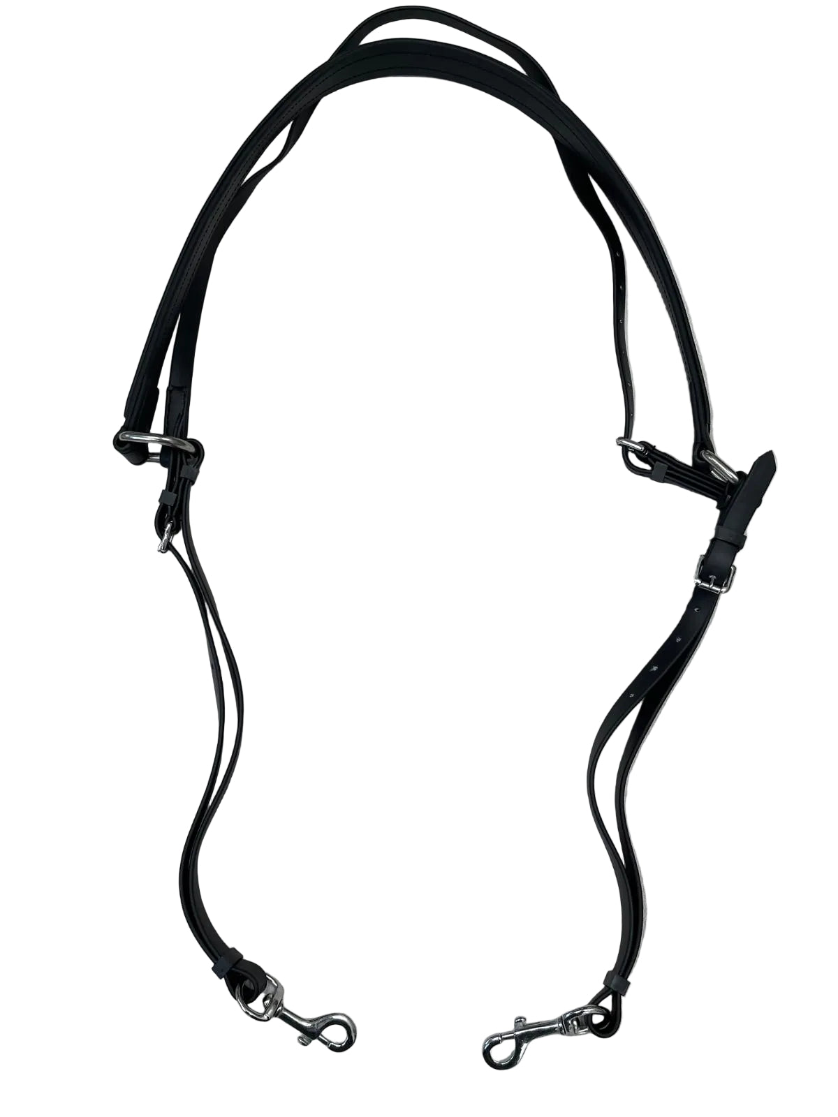 Black leather bridle on a light gray background