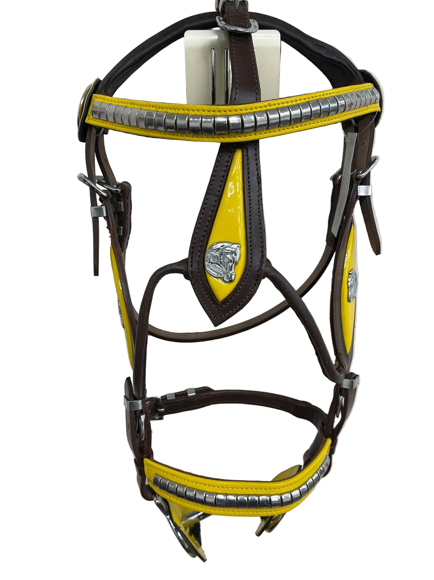 Brown & Yellow Heavy Show Bridle with Matching Braided Lead Rope Set