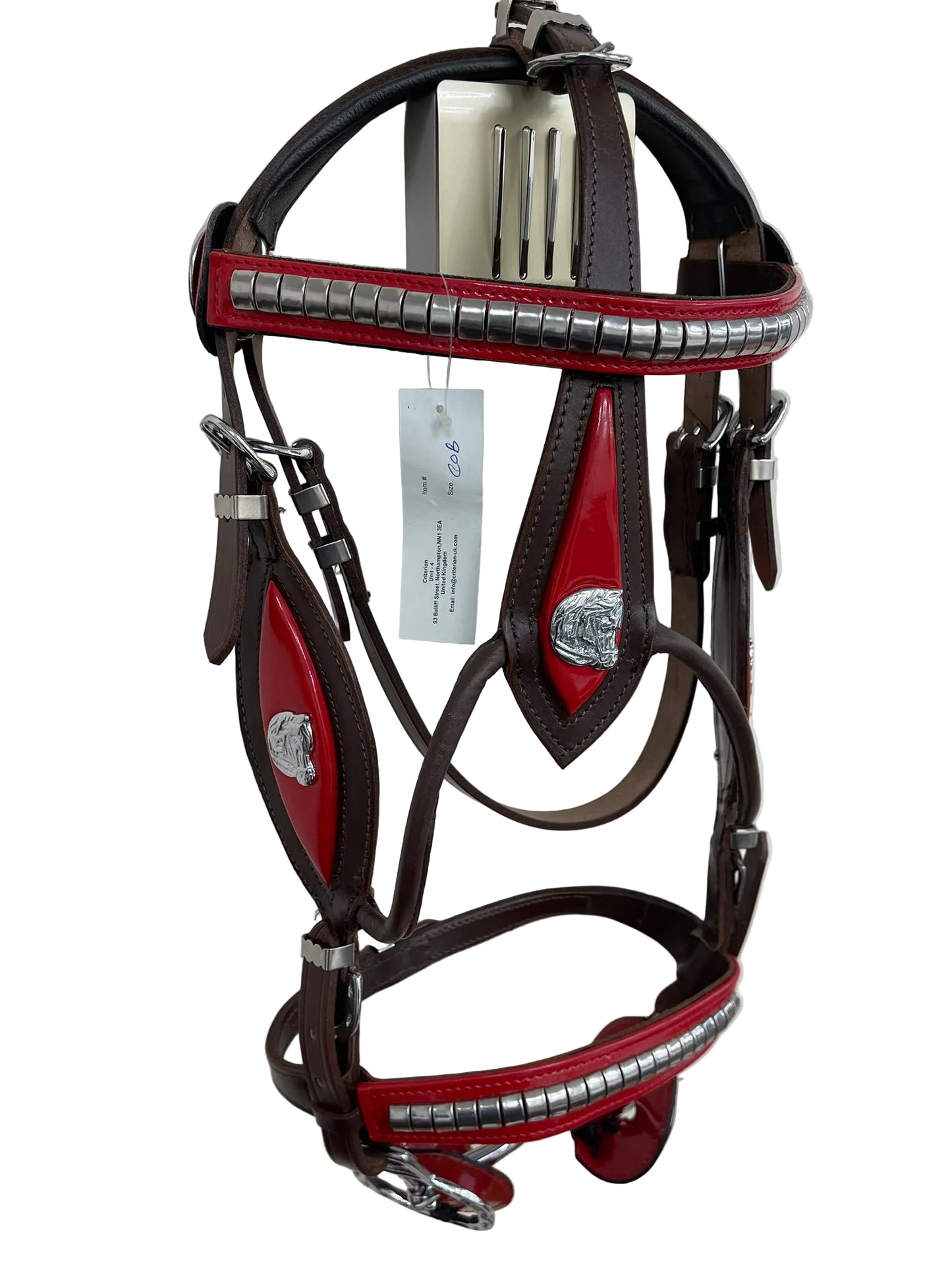 Brown & Red Heavy Show Bridle with Matching Braided Lead Rope Set