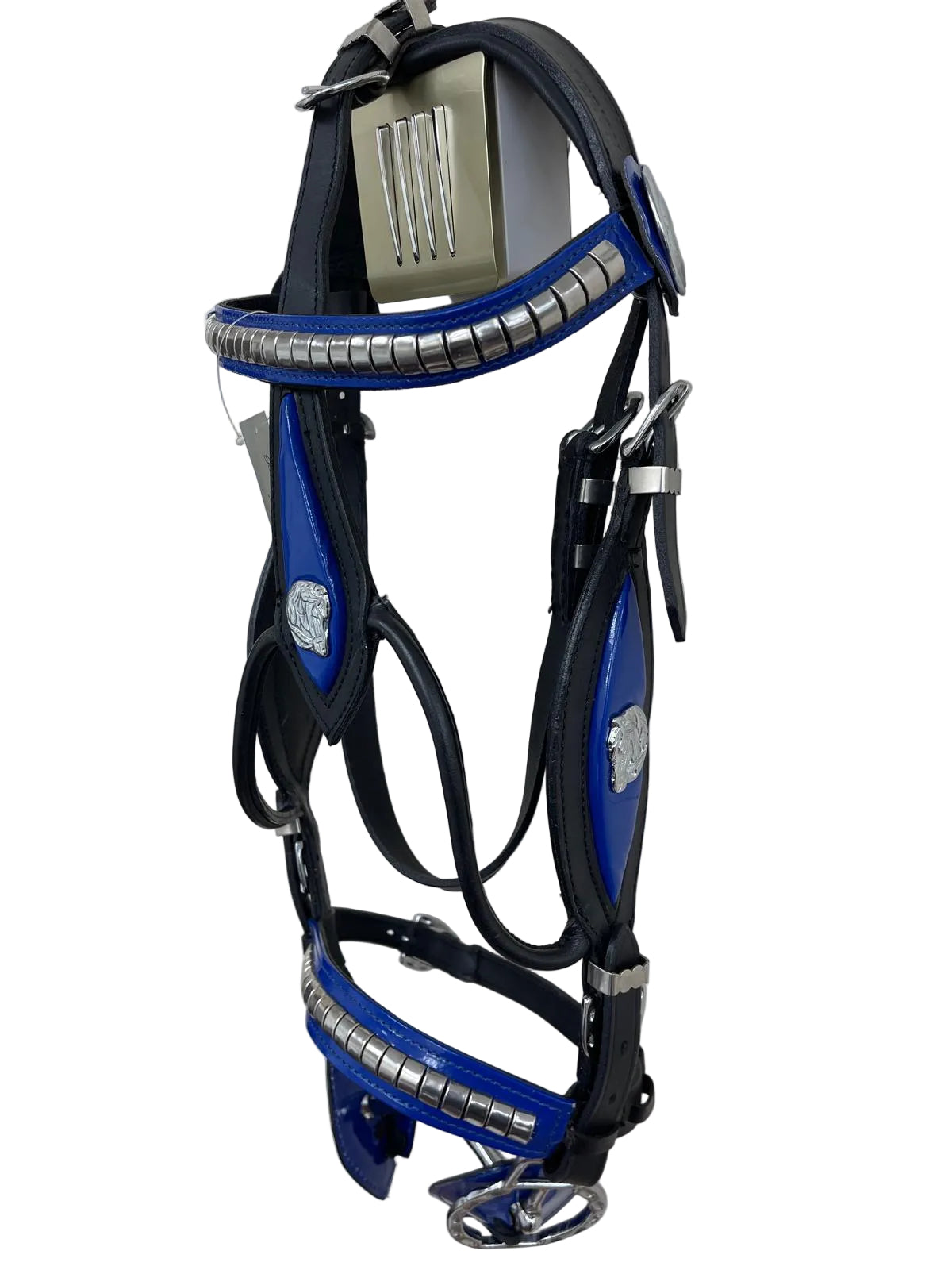 Black & Blue Heavy Show Bridle with Matching Braided Lead Rope Set