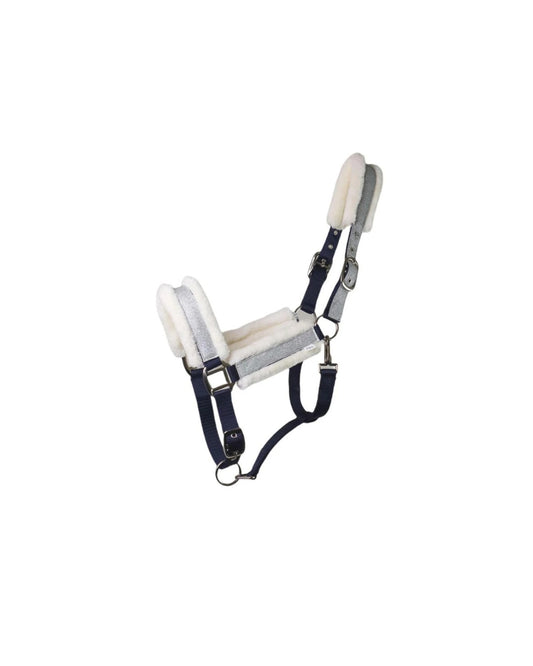 Criterion Calming Beige Navy Fur Head Collar with Matching Lead Rope