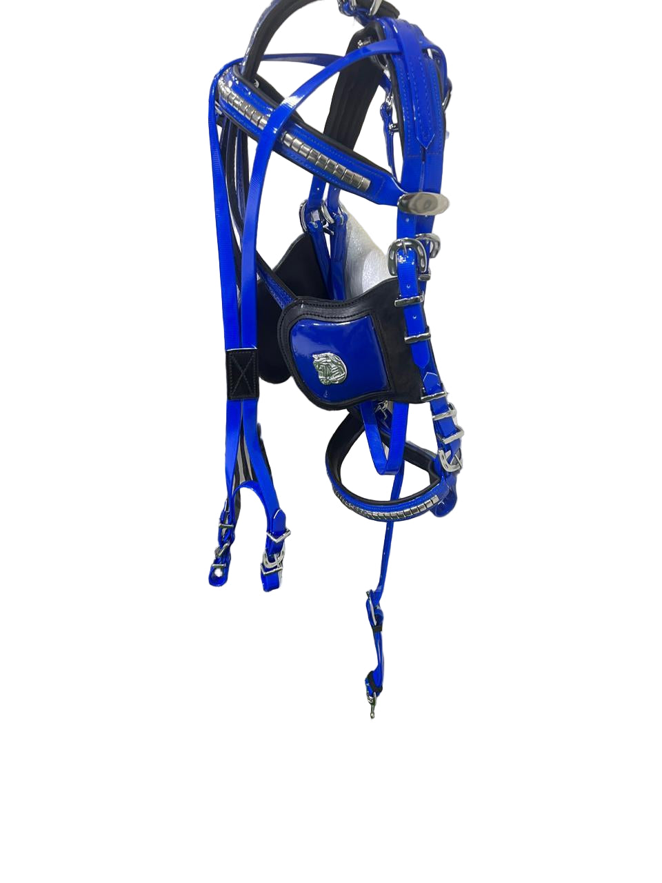 PVC Biothane Tie Down Driving Harness – Blue/Black | Wholesale
