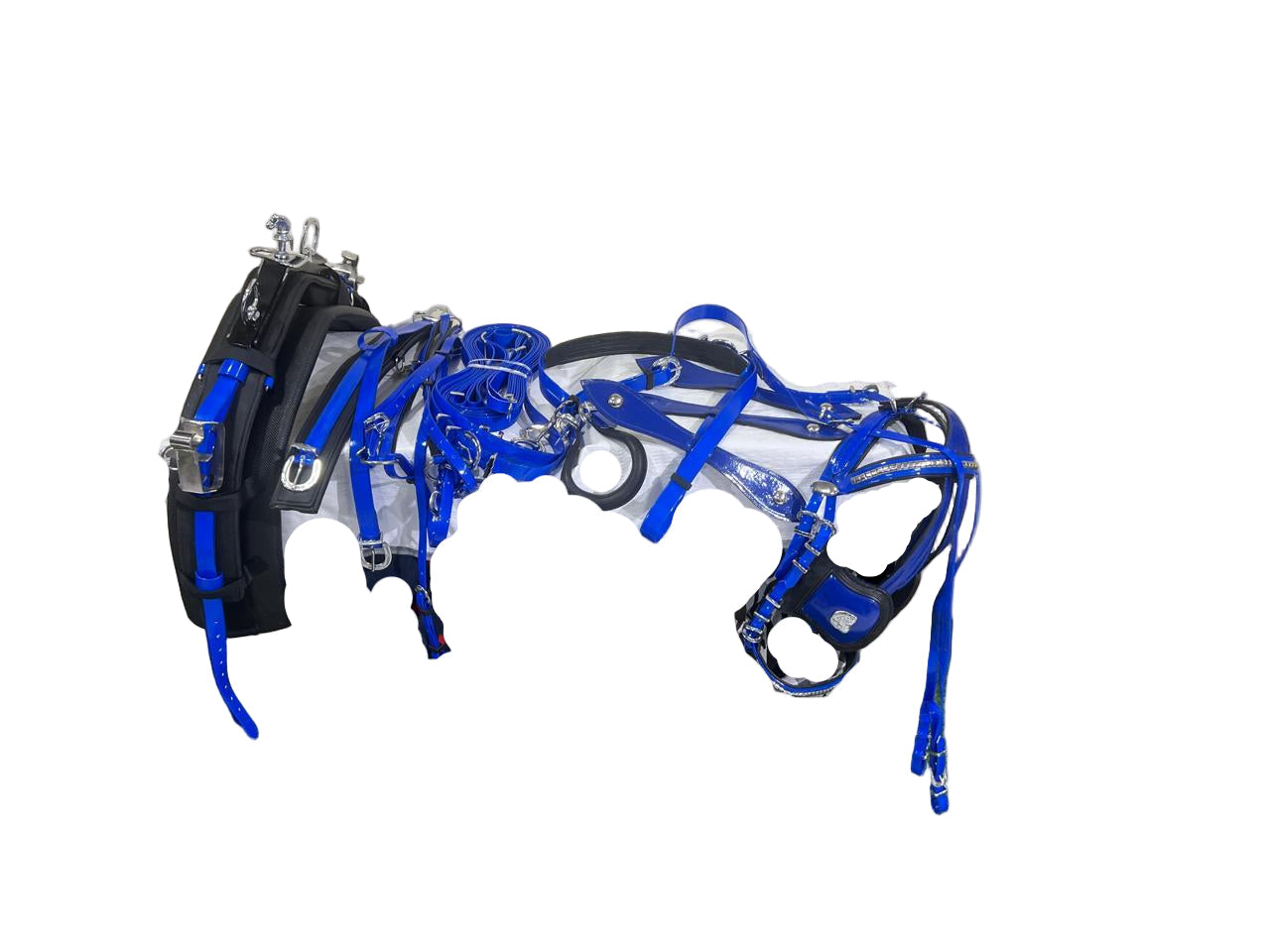 PVC Biothane Tie Down Driving Harness – Blue/Black | Wholesale