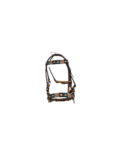 Sierra Blush | Havana Brown Bridle - Teal, Dusty Rose & Brown Weave
