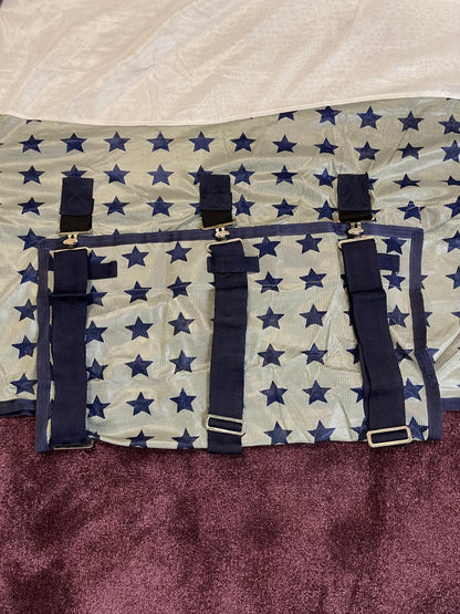 Star Print Horse Fly Rug Combo with Fixed Neck & Fly Mask
