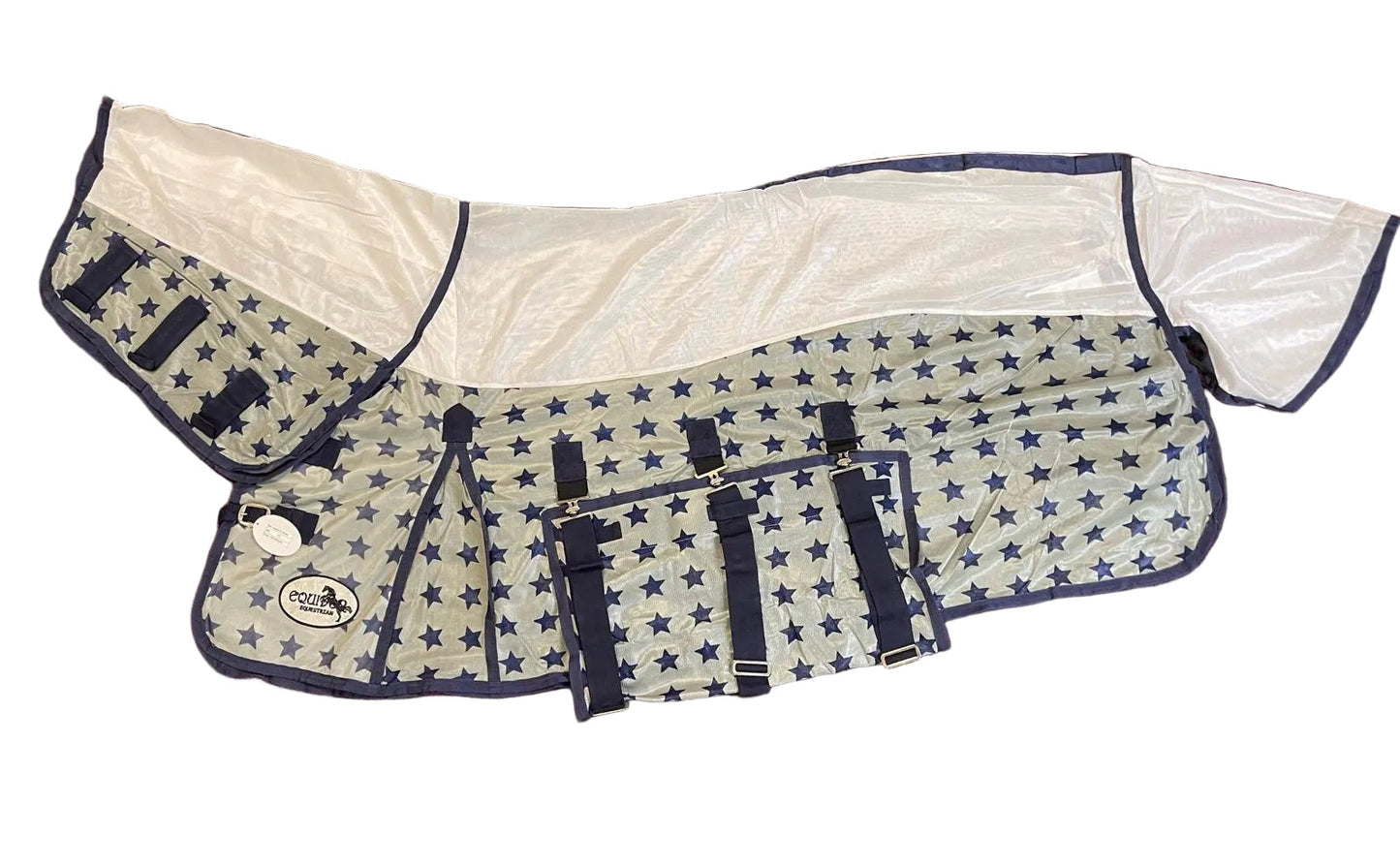 Star Print Horse Fly Rug Combo with Fixed Neck & Fly Mask