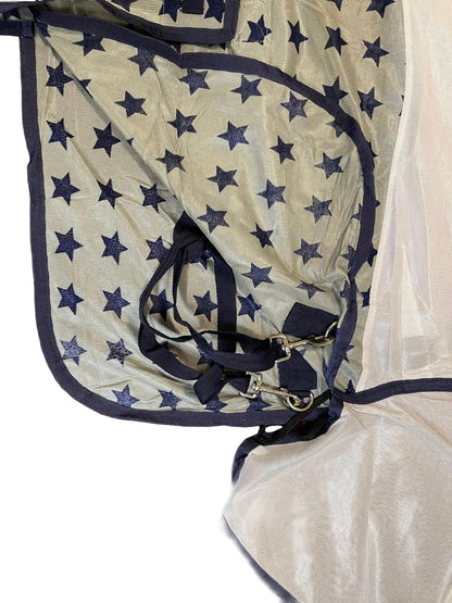 Star Print Horse Fly Rug Combo with Fixed Neck & Fly Mask