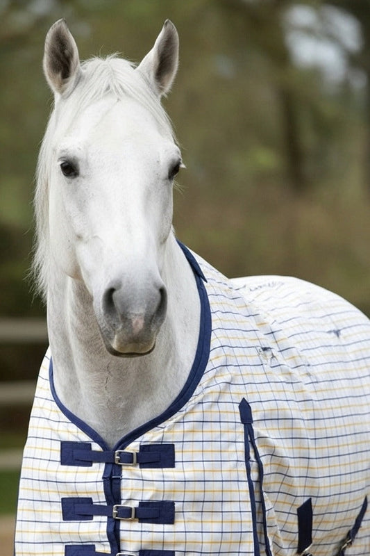 Check Pattern Horse Fly Rug Combo with Fixed Neck & Fly Mask