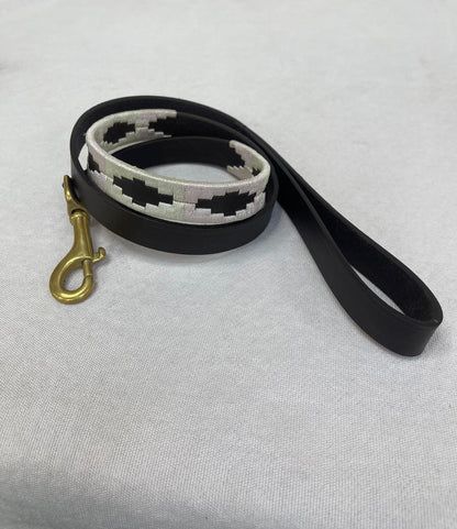 Cream & Black Belt Argentinian Polo Dog Collar & Lead Set