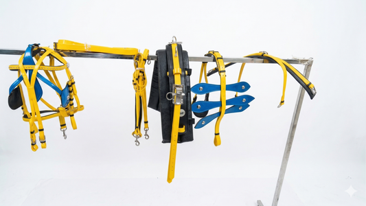 Yellow & Blue Biothane Quick Hitch Harness | Waterproof Waffle Performance Pad