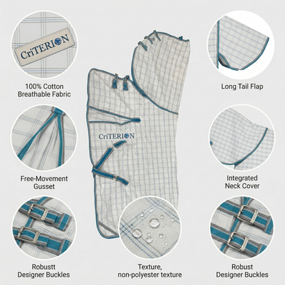 Combo Checker Fly Rug with Fabulous Turquoise Border