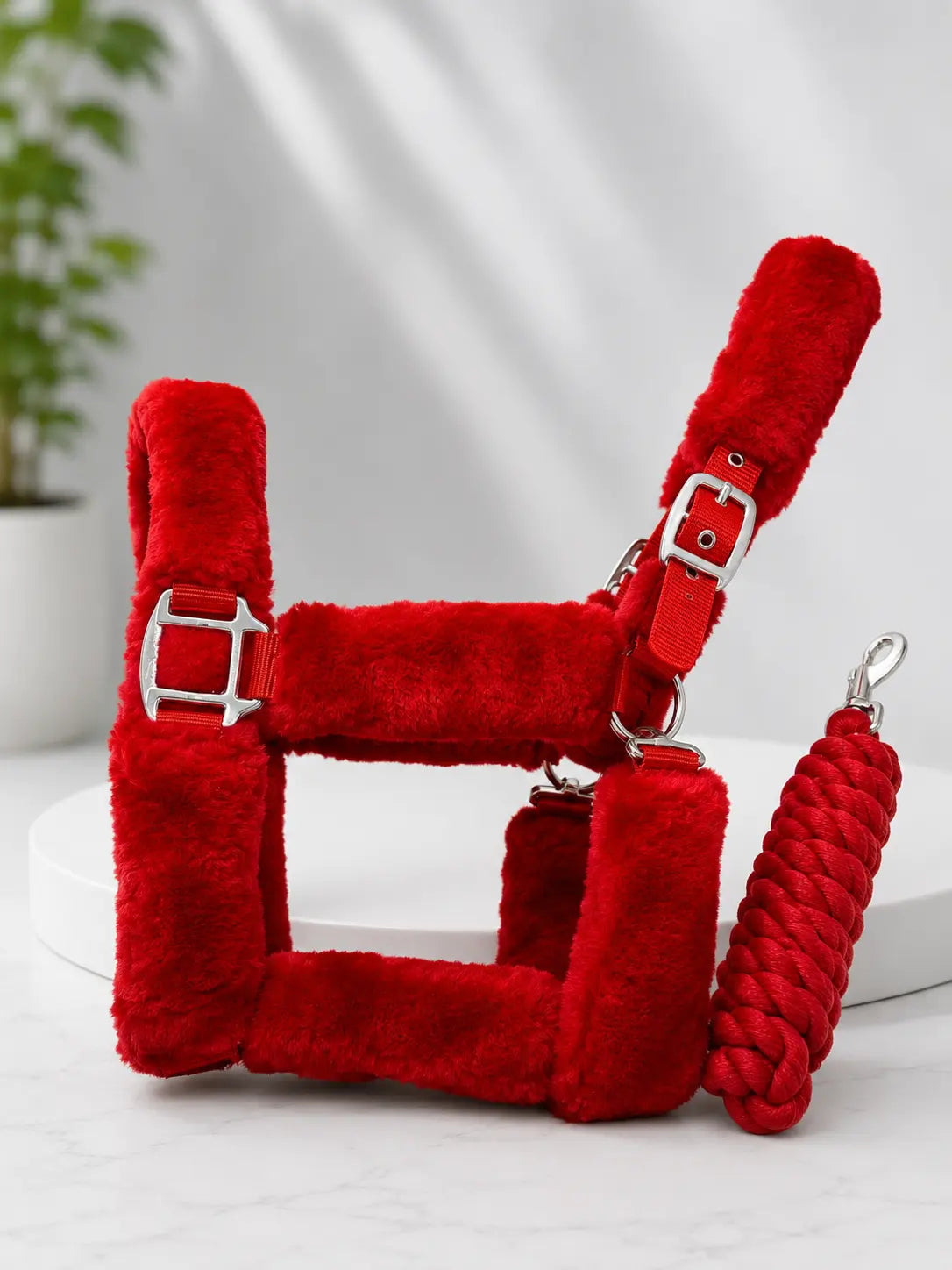 Red Fluffy Headcollar