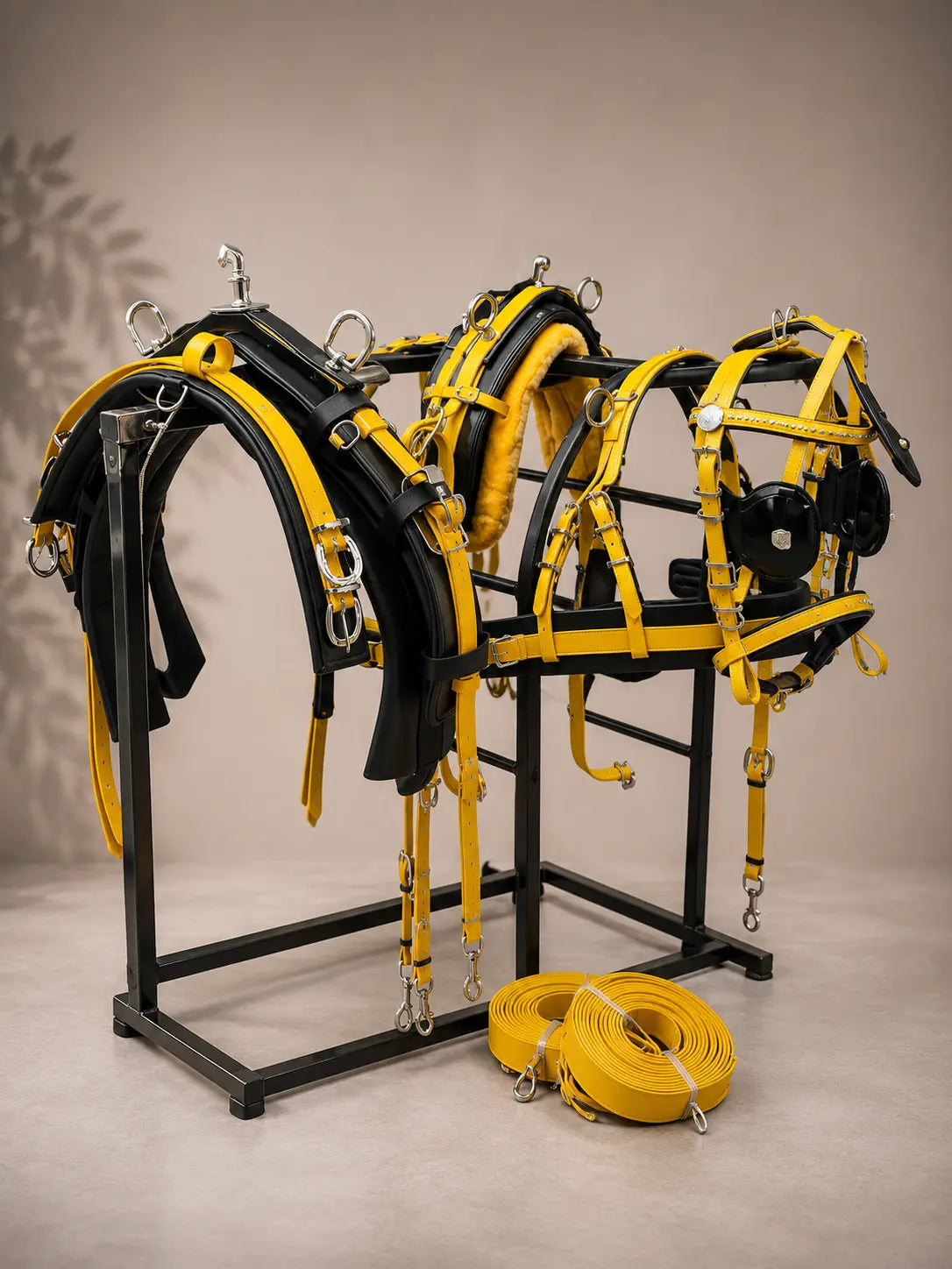 Quick Hitch Biothane Harness – Black/Yellow