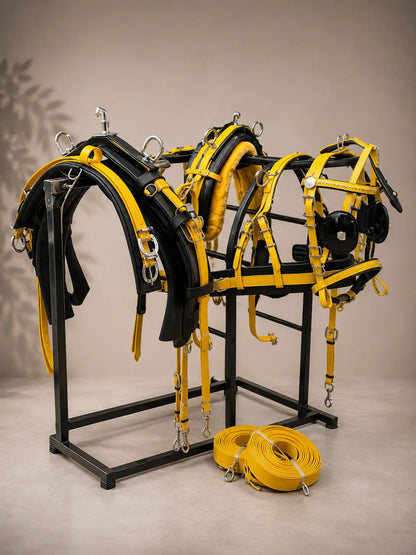 Quick Hitch Biothane Harness – Black/Yellow