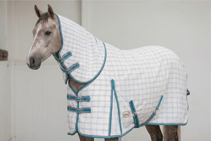 Combo Checker Fly Rug with Fabulous Turquoise Border