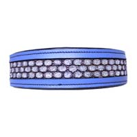 Blue Crystal Leather Dog Collar – Luxury Designer Collection