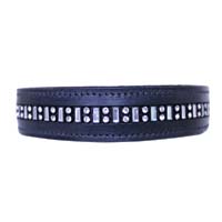 Leather Dog Collar with Crystal & Silver Bar Detailing – Luxury Designer Collection