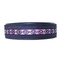 Pink Blossom Studded Leather Dog Collar