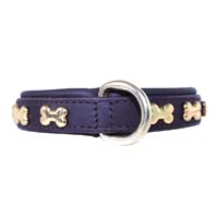 Golden Bone Studded Leather Dog Collar