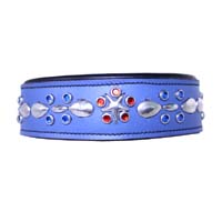 Regal Sapphire Studded Leather Dog Collar