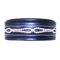 Infinity Beaded Black Leather Dog Collar