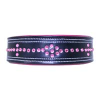 Rhinestone Rebel Black Leather Colar