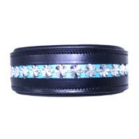 Turquoise Floral Stud Leather Dog Collar
