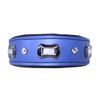 Periwinkle Sparkle leather dog collar