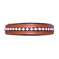 Cognac Diamond leather dog collar