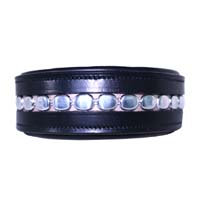 The Black Ice Oval leather dog collar